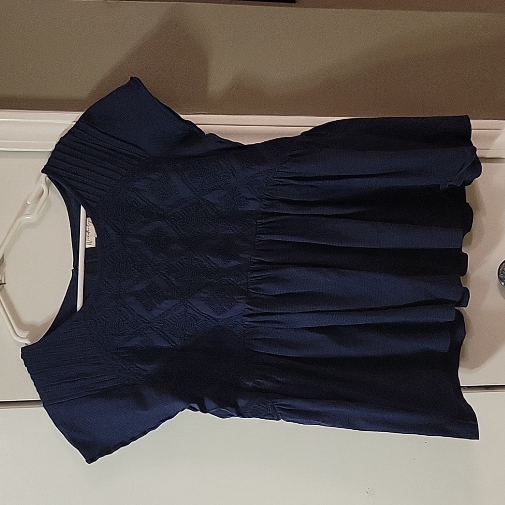 Navy blue cap sleeve peasant top xxl